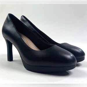 Clarks Ambyr2 Braley Leather Black Womens Pump High Heels Comfort 26176996